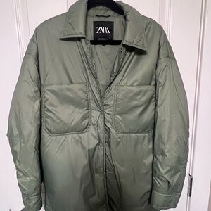Zara Women’s Olive Puffer Coat